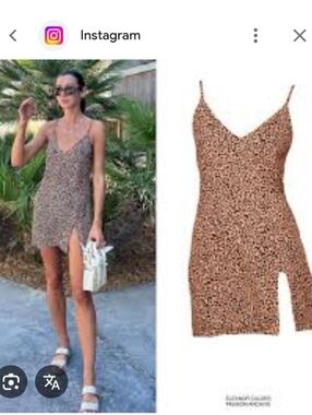 Reformation Leopard-Print Slip Mini Dress in Brown